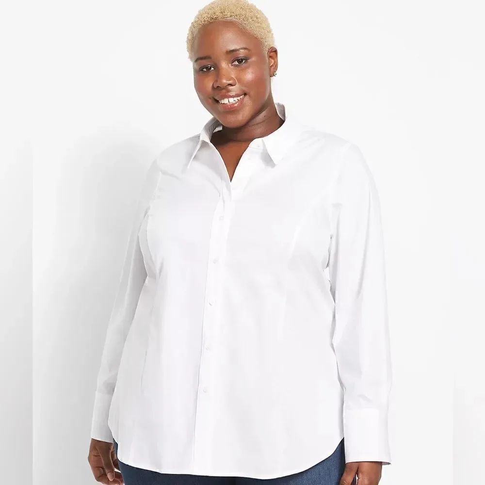 Lane Bryant white cotton blend button down Sz 24